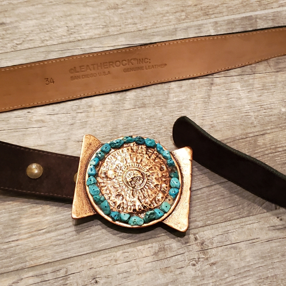 Ladies LeatherRock Belt copper buckle